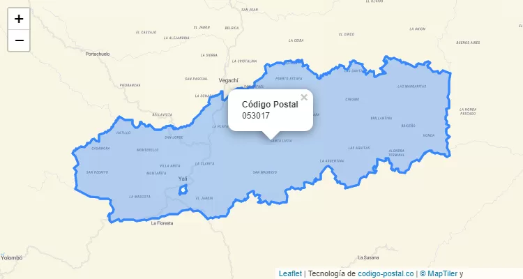 Código Postal Vereda La Ceiba, Yalí