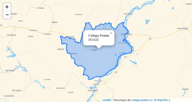 Código Postal Vereda La Calera, Puerto Berrío
