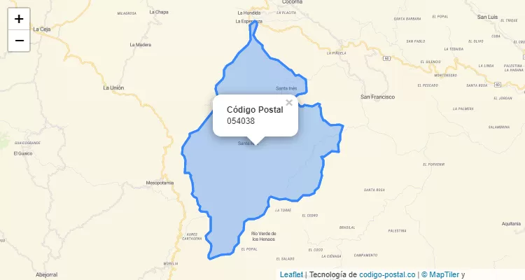 Código Postal Vereda Dos Quebradas, El Carmen de Viboral
