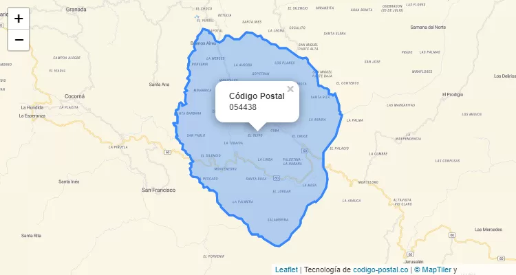 Código Postal Vereda El Cruce, San Luis