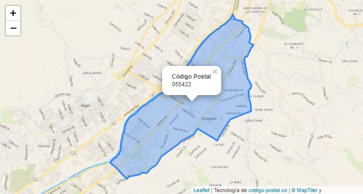 ZIP Code Locality Milán Vallejuelos, Envigado
