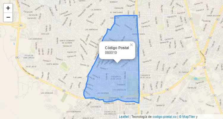 ZIP Code Locality Carrizal, Barranquilla
