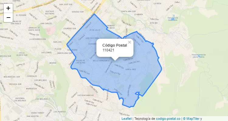 ZIP Code Locality Montebello in San Cristóbal, Bogotá