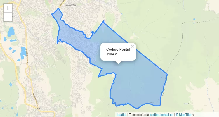 ZIP Code Locality Las Lomas in San Cristobal, Bogotá