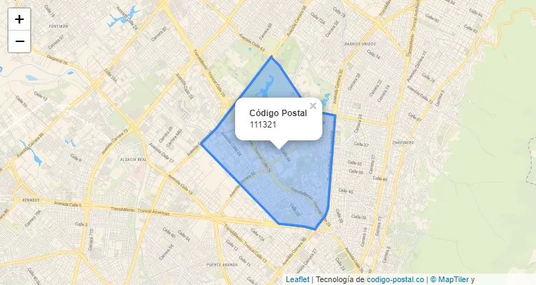 Código Postal Barrio Campo Eucarístico en Teusaquillo, Bogotá