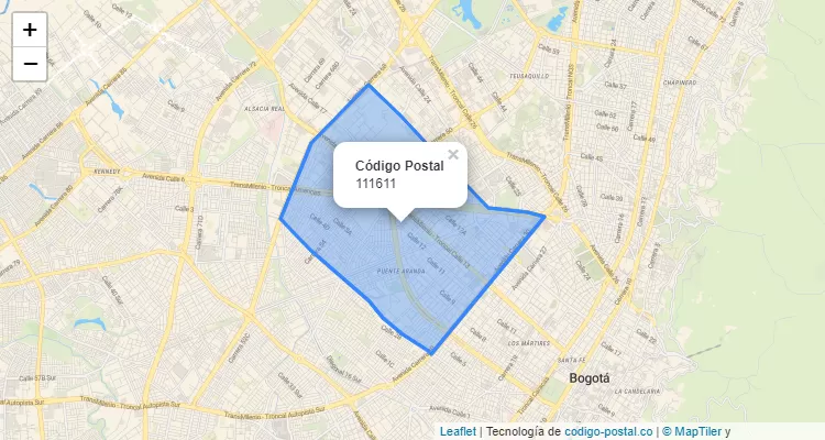 ZIP Code Locality Comuneros in Puente Aranda, Bogotá