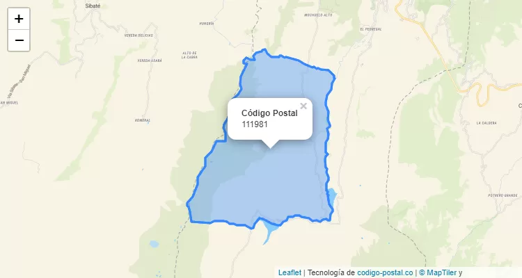 Código Postal Vereda Santa Bárbara en Ciudad Bolivar, Bogotá
