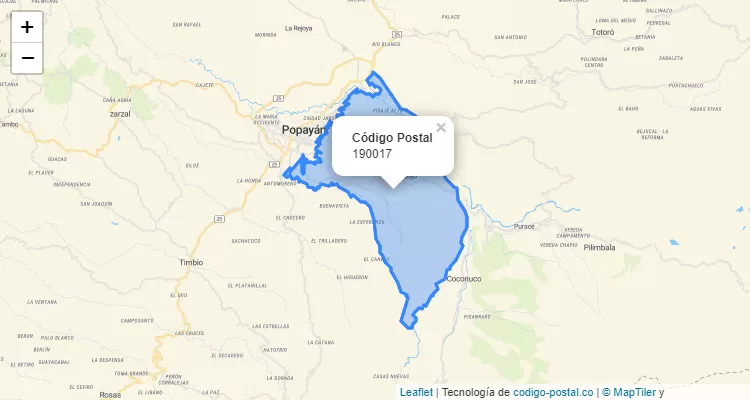 Código Postal Barrio Urbanización Los Andes, Popayán