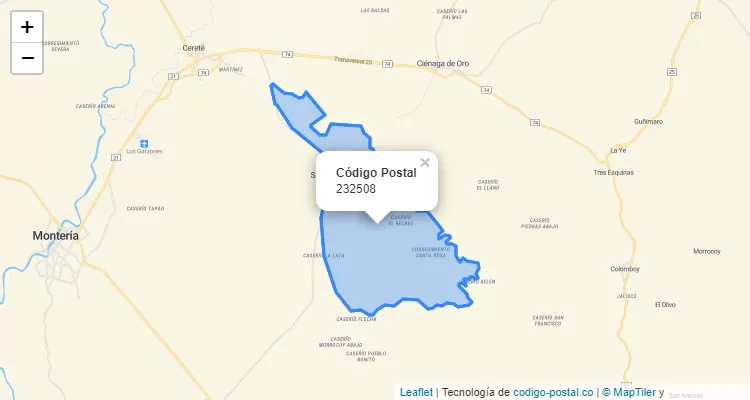Código Postal 232508 en Colombia