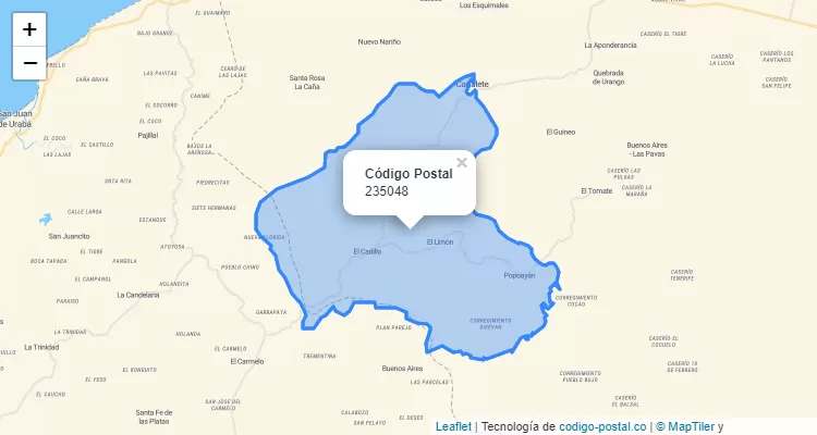 Código Postal Vereda Tres Tusas, Canalete