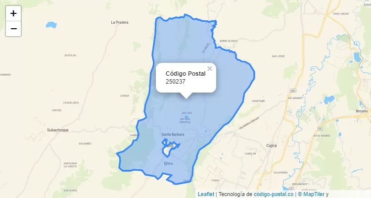 ZIP Code Neighborhood Llano Grande, Tabio