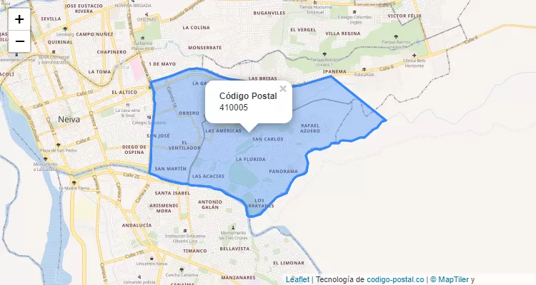 ZIP Code Locality Arrayanes, Neiva