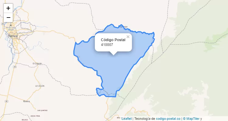 Código Postal Vereda El Roblal, Neiva