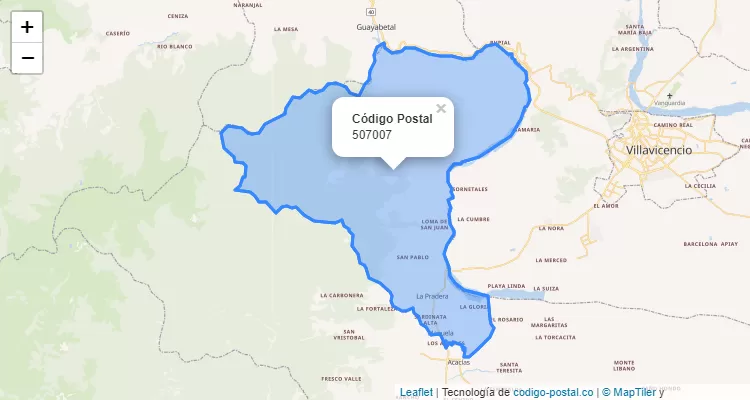 Código Postal 507007 en Colombia