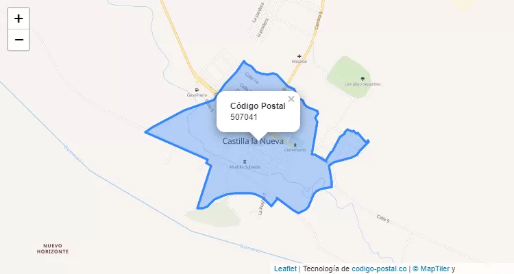 Código Postal Vereda Cabecera Municipal, Castilla la Nueva
