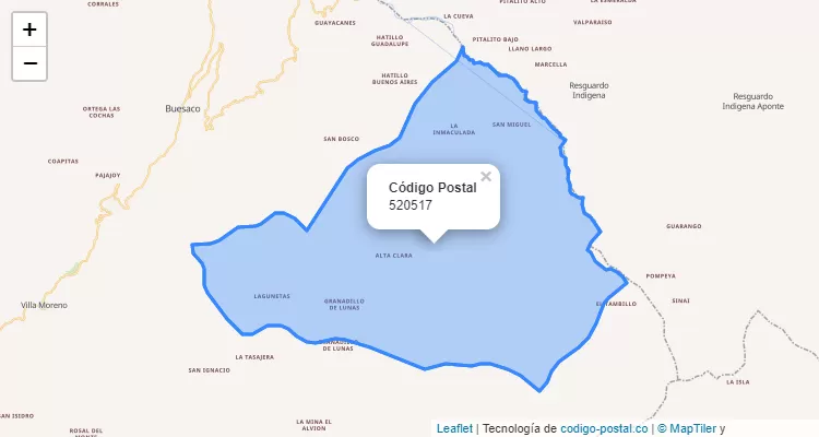 ZIP Code Neighborhood Llano Largo, Buesaco