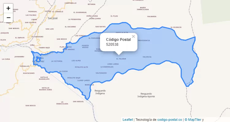 Código Postal Vereda Puerto Esperanza, El Tablón de Gómez