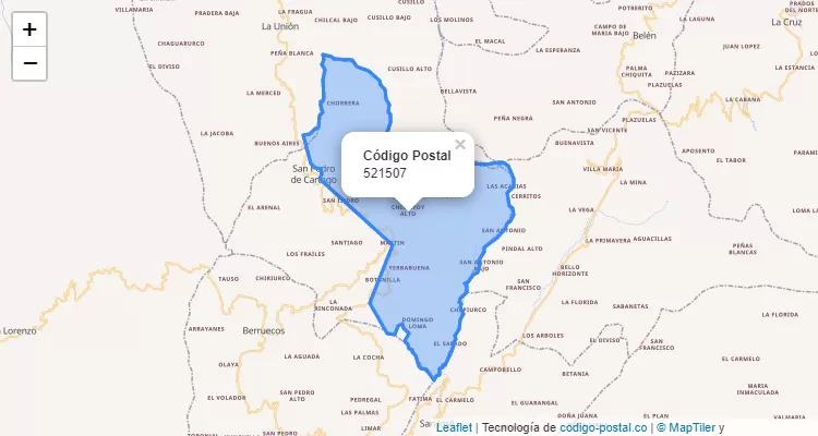 Código Postal Vereda Botanilla, San Pedro de Cartago