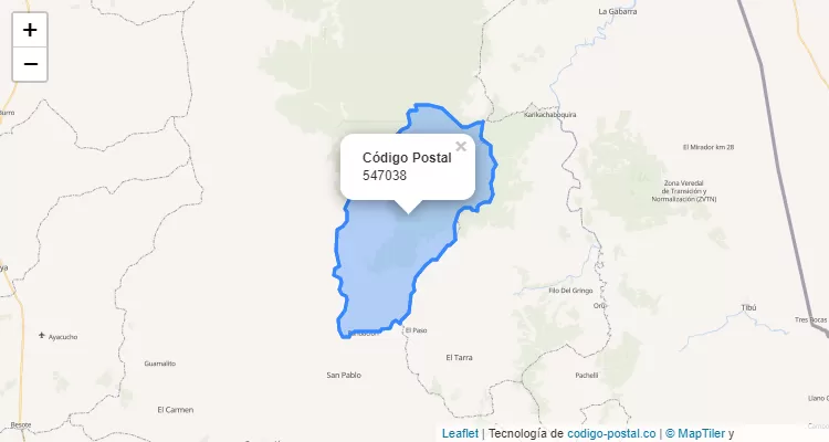 Código Postal Vereda San Juancito, Teorama