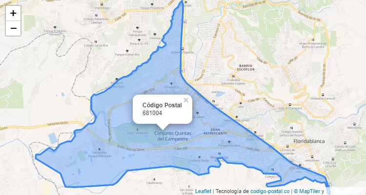 Código Postal Vereda Cabecera Municipal, Floridablanca