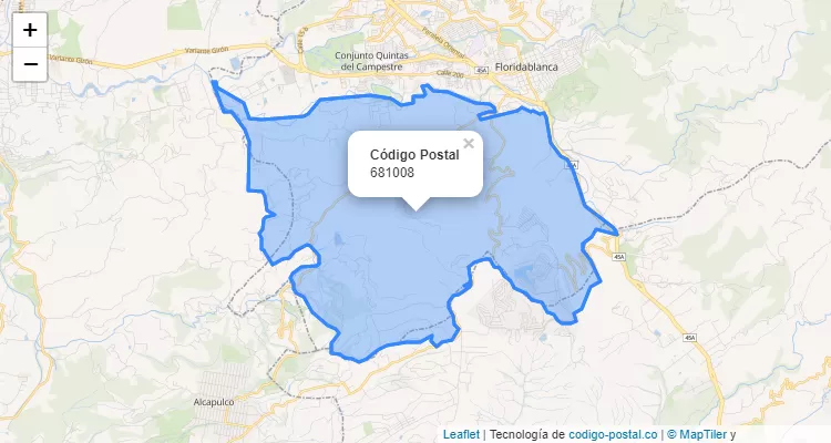 ZIP Code Neighborhood Mensuly, Floridablanca