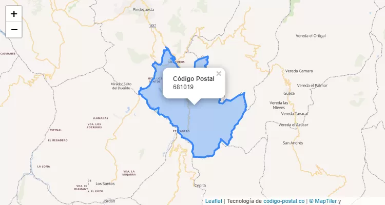 Código Postal Vereda Colombiana, Piedecuesta