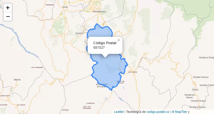 Código Postal Vereda El Guamo, Piedecuesta