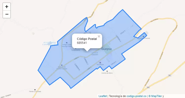 Código Postal Vereda Centro, Güepsa