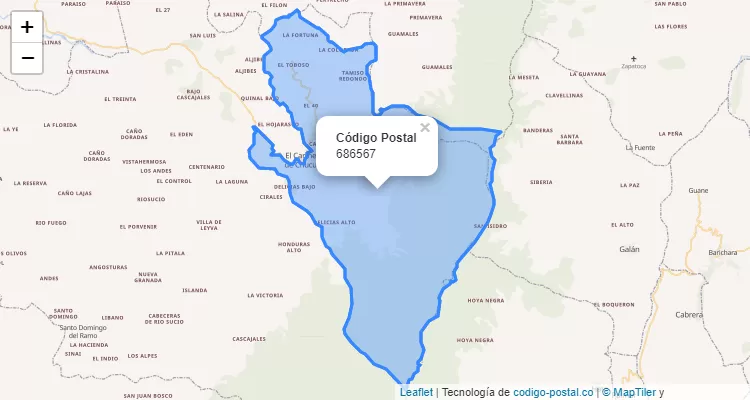 Código Postal Vereda Guamales, El Carmen de Chucuri