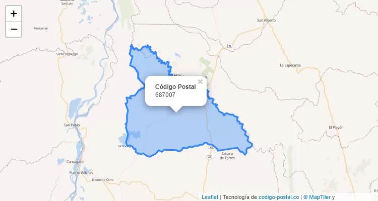 Código Postal Vereda Las Lajas, Sabana de Torres