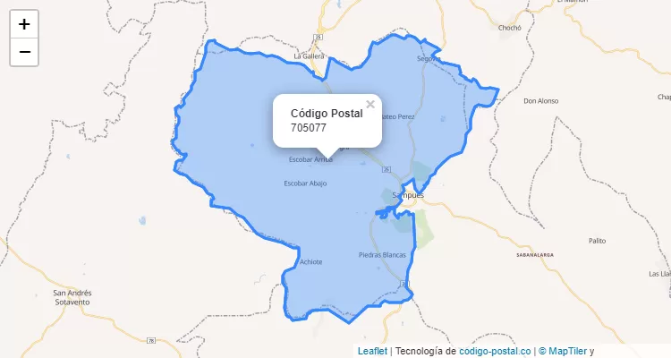 ZIP Code Locality Las Peronillas, Sampues