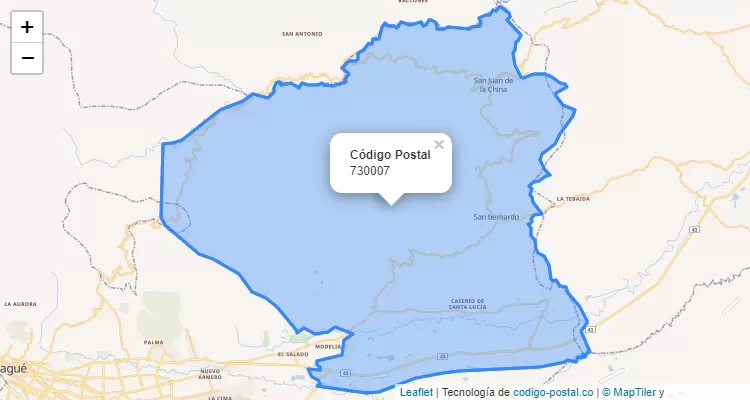 ZIP Code Neighborhood La Palmilla, Ibague