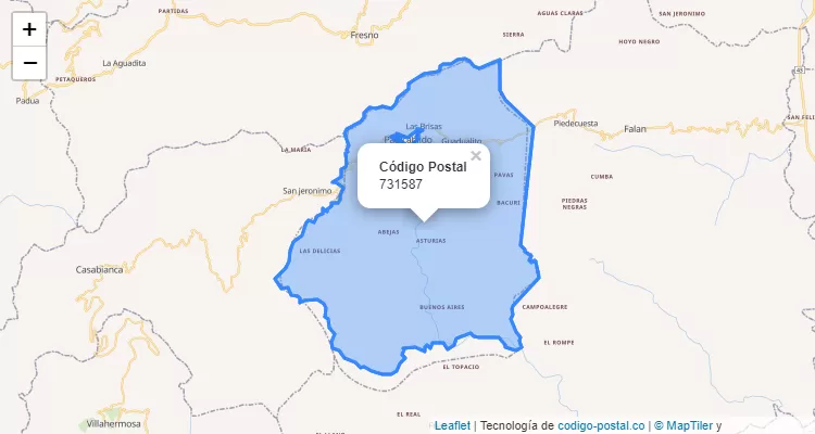 Código Postal Vereda El Olimpo, Palocabildo