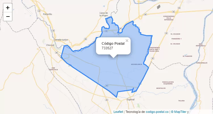 ZIP Code Neighborhood Agua Blanca Alta, Espinal