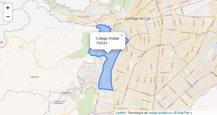 ZIP Code Locality Bellavista, Cali