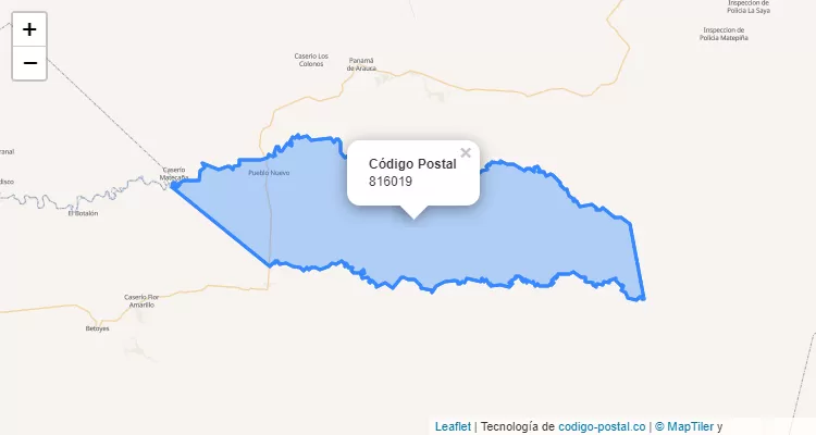 Código Postal Vereda Plata Rica, Arauquita