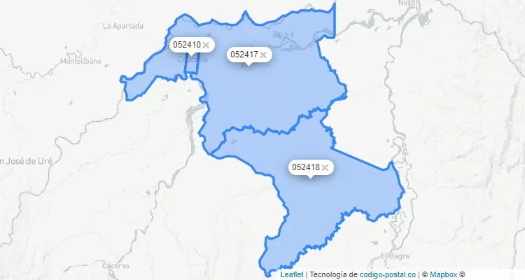 Caucasia ZIP Code, Antioquia