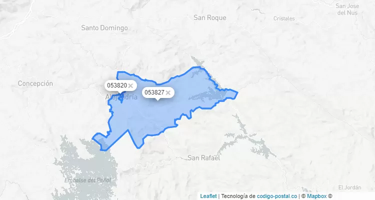 Código Postal de Alejandría, Antioquia