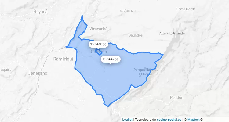 Ciénega ZIP Code, Boyacá