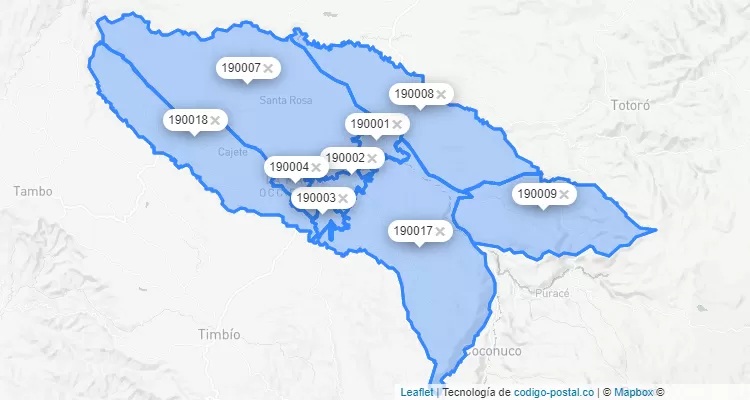 Popayán ZIP Code, Cauca