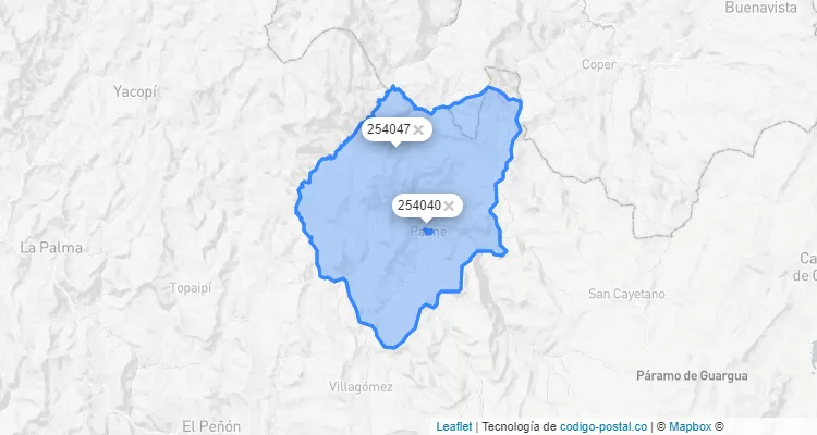 Código Postal de Paime, Cundinamarca