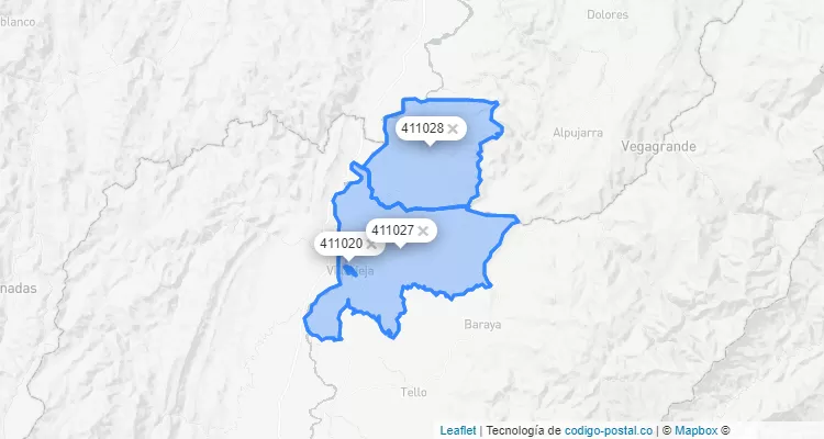 Código Postal de Villavieja, Huila