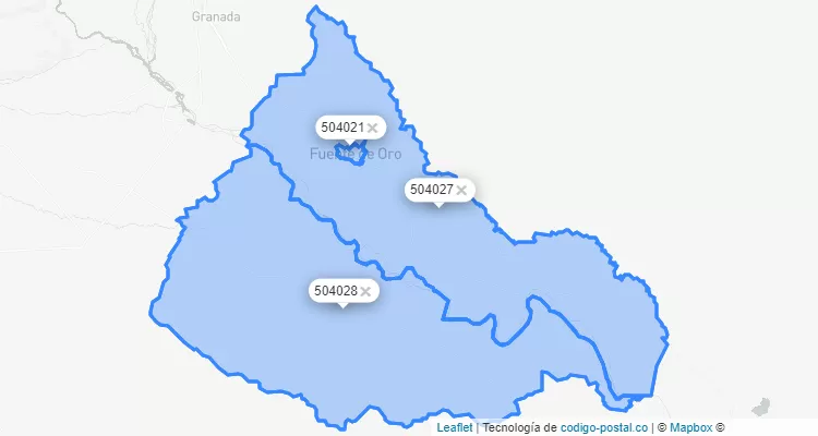Código Postal de Fuente de Oro, Meta