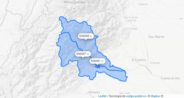 Código Postal de Lejanías, Meta
