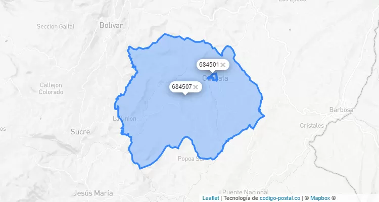 Código Postal de Guavatá, Santander