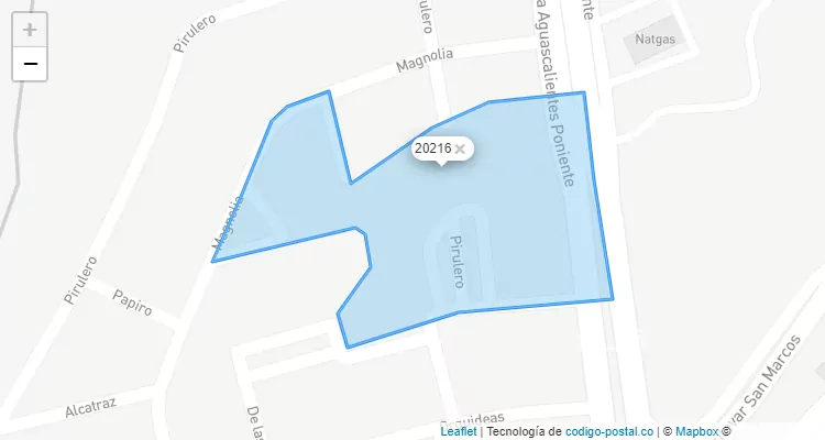 Código Postal Fraccionamiento Jardines de los Pirules, Aguascalientes - Aguascalientes