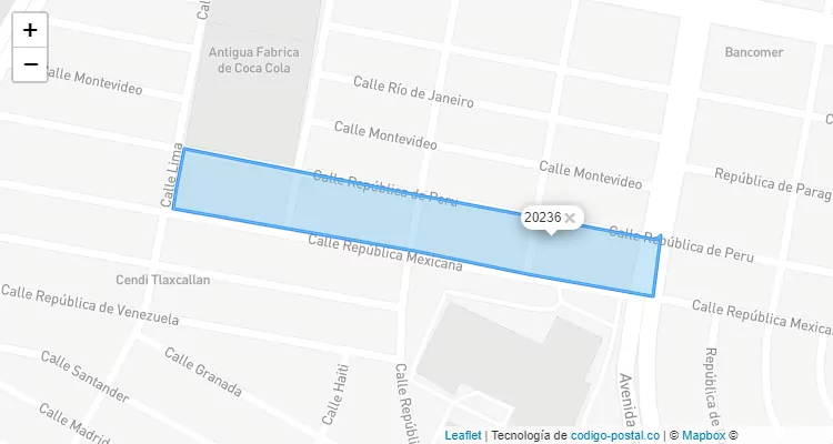 Código Postal Colonia Jardines de Santa Elena, Aguascalientes - Aguascalientes