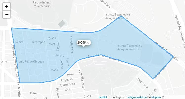 Código Postal Unidad habitacional INFONAVIT Los Volcanes, Aguascalientes - Aguascalientes