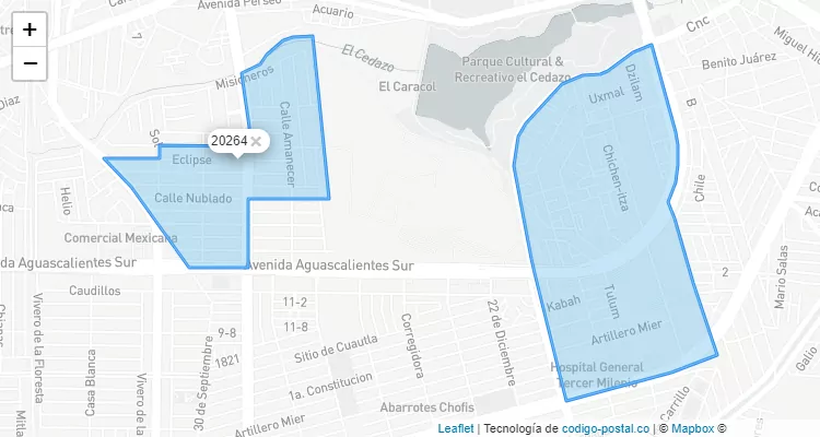 Código Postal Fraccionamiento Vista del Sol 2a Sección, Aguascalientes - Aguascalientes