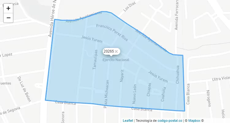 Código Postal Unidad habitacional Ojo de Agua INFONAVIT, Aguascalientes - Aguascalientes